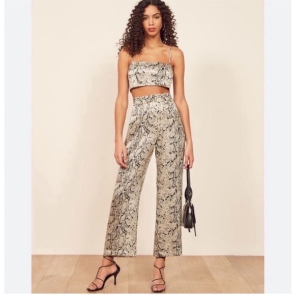 Reformation Sampson 100% silk snakeskin pant top set - Picture 3 of 5